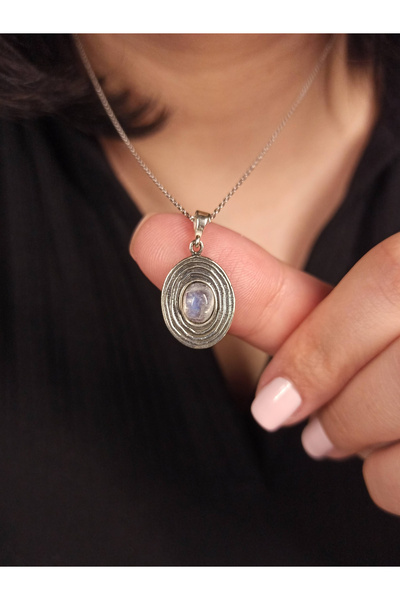 TREND Gümüş Aytaşı Kolye, Bohem Kolye, Astroloji ve Gökyüzü Temalı Kolye, Kadınlar İçin Hediye Kolye