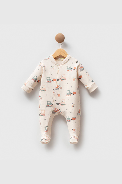 Numuu بذلة ناعمة الملمس بسحاب أمامي من القطن بأكمام طويلة منقوشة للاستخدام ال...