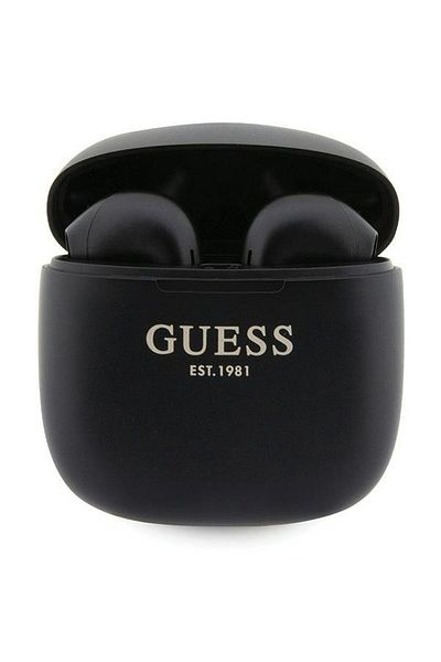 REDz Accessories Căști Bluetooth Guess + stație de andocare, fără fir, logo clasic EST, negre