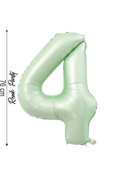 renk party Foil Balloon 4 Number Helium Balloon 76 cm Green Color - 4 Years O...