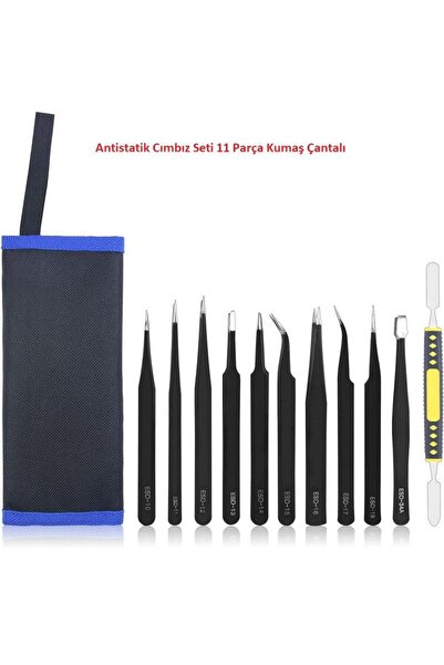 Hatfon Elektronik Antistatik Cımbız Seti 11 Parça Kumaş Çantalı