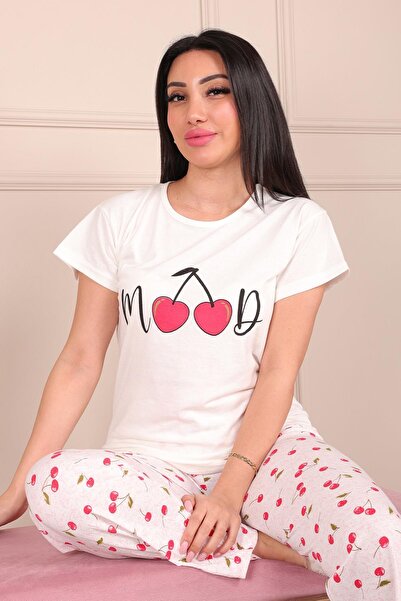 Niket Life Set pijamale pentru femei Meme Memory Motif - alb