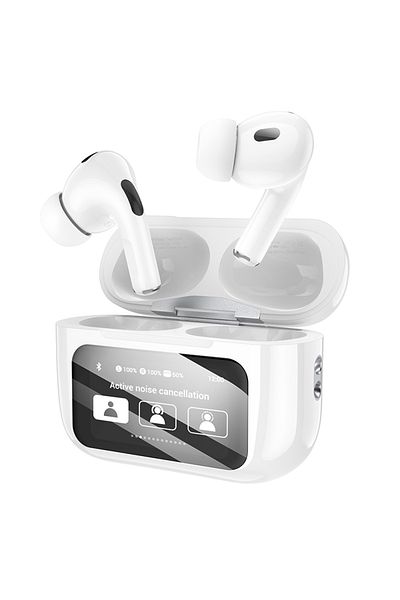 REDz Accessories Căști wireless Hoco Ew72, ecran tactil LCD, Bt5.4, reducere a zgomotului, autonomie baterie 4 ore, alb