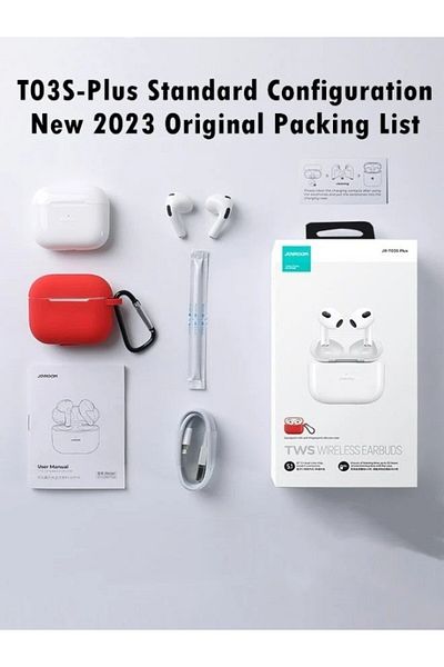 Joyroom JR-T03S Plus TWS Bluetooth 5.1 Earbuds, Half In-Ear, White, with Protective Cover.