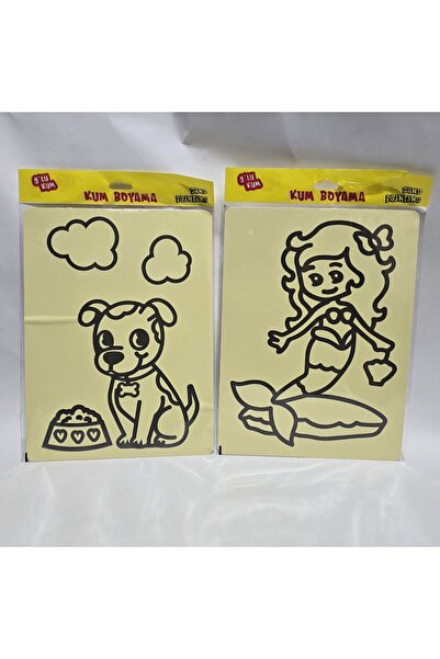 abnturk 1 Adet A4 Boyutunda 9 Renkli Kum Boyama Kağıdı 9'lu Kum Boyama Seti S...