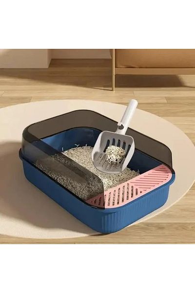 ABYZ Litiera pentru pisici, dimensiuni 50,5x34,5x18,5cm, culoare Albastru