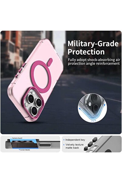 m.tk moveteck iPhone 16 Pro Max Kılıf Kamera Çıkıntılı Mat Magsafe Şarj Özellikli Kenarları Renkli Sert Kapak
