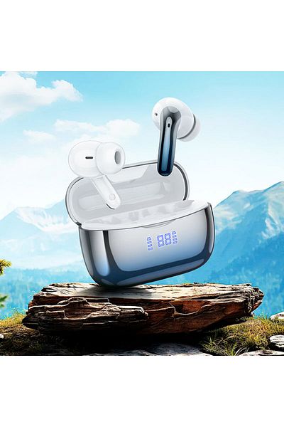 REDz Accessories Căști Bluetooth, Hoco EQ16, reducere a zgomotului, autonomie baterie 7 ore, microfon și afișaj, albastre