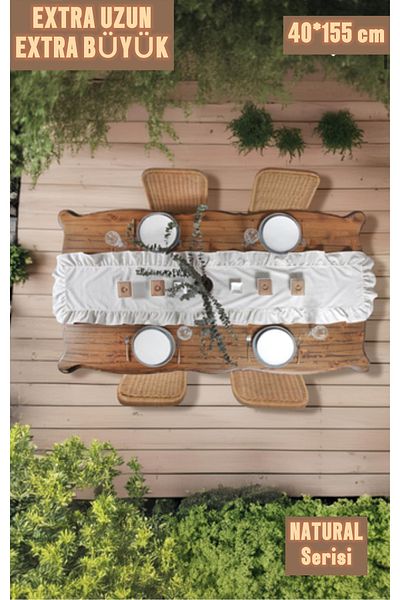 ÇIQRIK HOME Προσαρμοσμένο Μέγεθος Natural Beach Vintage Linen Runner 40x155 cm