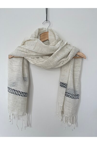 NEMM El Dokuma Pamuklu Taş Baskılı Şal 90x165