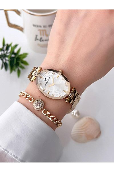 Daniel Klein Retro Vintage Women's Wristwatch and Bracelet Set - Steel Band, 3 Atm Water Resistant D10740.5