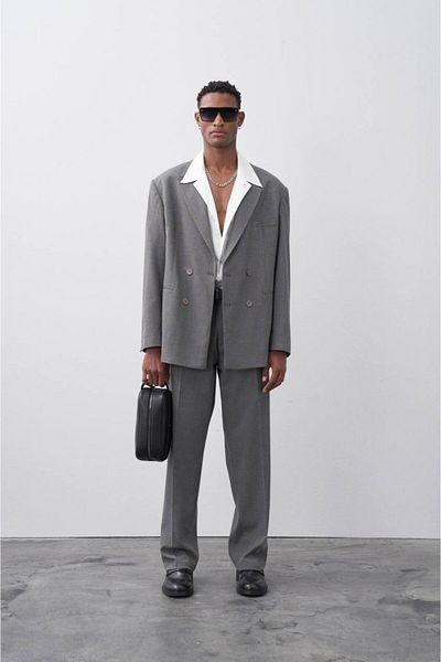 İLKCET MODA Oversize Gray Double Breasted Suit