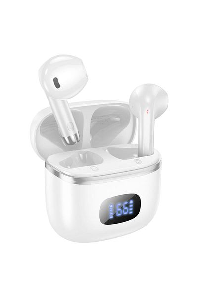 REDz Accessories Căști Bluetooth, Ghid muzical Hoco EQ1, Durată de viață a bateriei de 7 ore, Microfon și afișaj, Alb