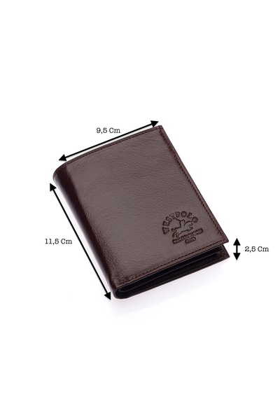 Westpolo Hakiki Deri Bol Kart Bölmeli Erkek Cüzdan - Kahverengi