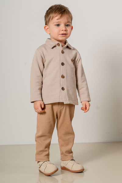 bombe Baby Kids Brown- Camel Cotton Σετ 2 τεμαχίων First I'm Trending Fashion Bottom Top Σετ