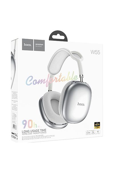 REDz Accessories Căști over-ear, Hoco W55, design pliabil, Bluetooth 5.4, autonomie baterie 90h, gri