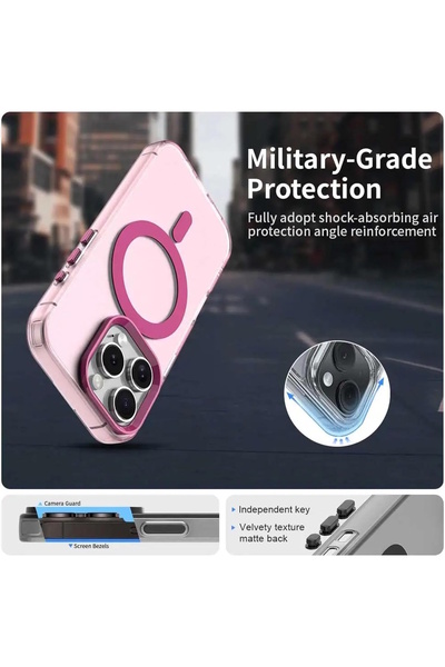 m.tk moveteck iPhone 16 Pro Max Kılıf Kamera Çıkıntılı Mat Magsafe Şarj Özellikli Kenarları Renkli Sert Kapak