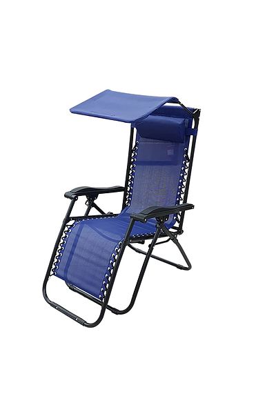 BACK COMFORT Foldable Camping Chair with Adjustable Canopy – Outdoor Recliner Chair with Headrest and Armrest