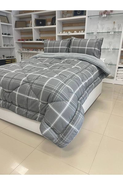 Sudemhome لحاف فاخر من Welsoft Elite مزدوج الجوانب مقاس كبير، غطاء وسادة من الصوف الناعم المنفوش، رمادي ياقوتي