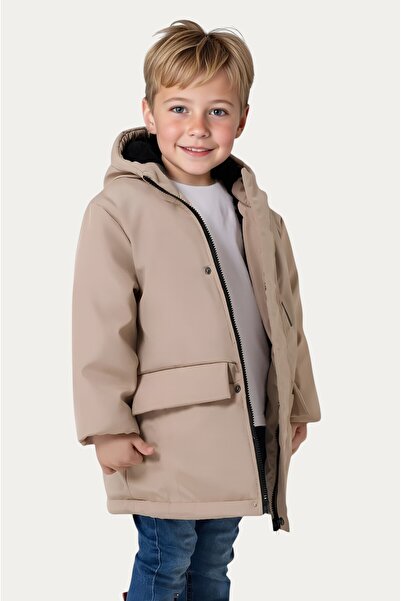 Outriverkids Palton de iarnă pentru băieți - impermeabil și rezistent la vânt, glugă, 3 buzunare, blană de piatră