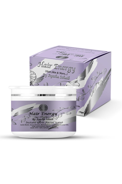 Hair Energy مقشر الوجه لإشراقة فورية | حبيبات الجوجوبا، المشمش، ولحاء الصفصاف | للرجال والنساء | ١٥٠ غرام