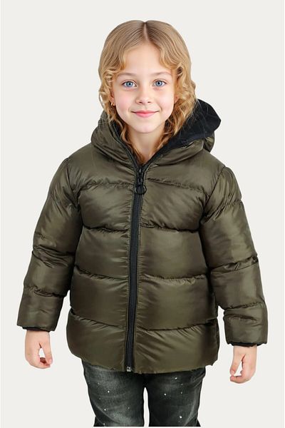 Outriverkids Girl's Khaki Fleece Hooded Waterproof Windproof Inflatable Winter Coat & Coat