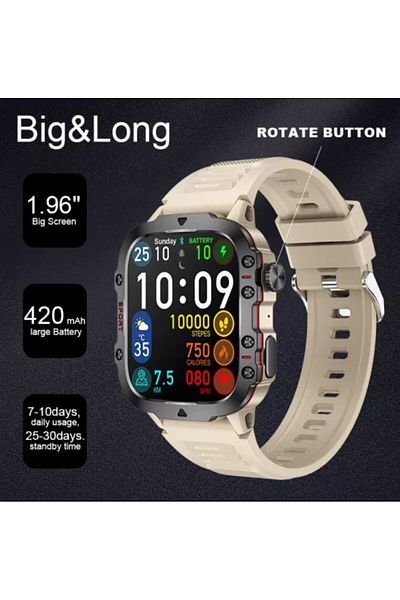 REDz Accessories Smart Watch, SmartWatch Model QX11, 420mAh Battery, Health and Sports Functions, Beige