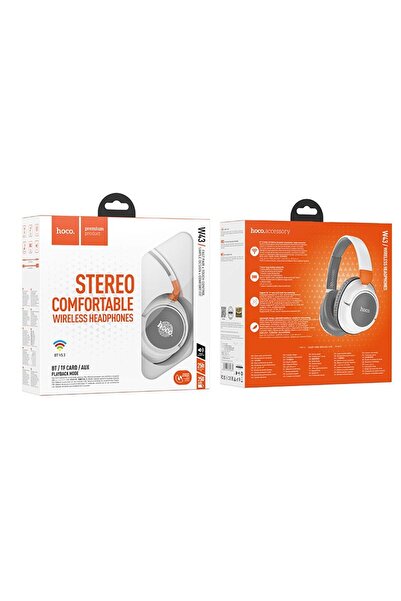 REDz Accessories Wireless Over the Ear Headphones, Bluetooth, Hoco W43, Bluetooth 5.2, 250 mAh, Headphones, White