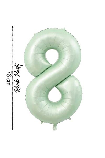 renk party Foil Balloon 8 Number Helium Balloon 76 cm Green Color - 8 Years O...