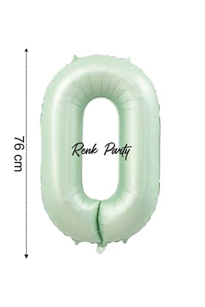 renk party بالون فويل رقم 0 بالون هيليوم 76 سم لون أخضر - بالون عمر 0 ​​- بال...