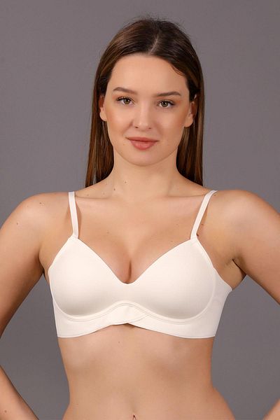 Niket Life Seamless Non-Padded Covered No Underwire Cross Cut Waist B Cup Basic Bra ECRU