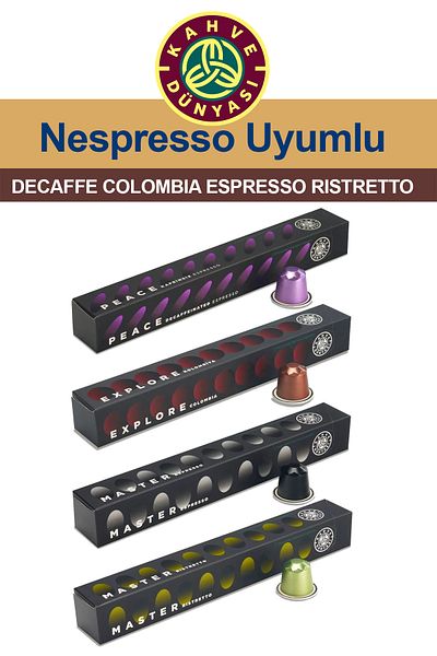 Kahve Dünyası Rıstretto Decaffe Nespresso Capsule Coffee Tasting Set Rıstretto Decaffeinated Colombia Espresso 4X10