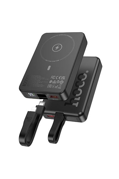 REDz Accessories Hoco Q24 Battery, Magsafe And Powerbank, 10,000mah, Integrated Cable Type-c And Lightning, Black