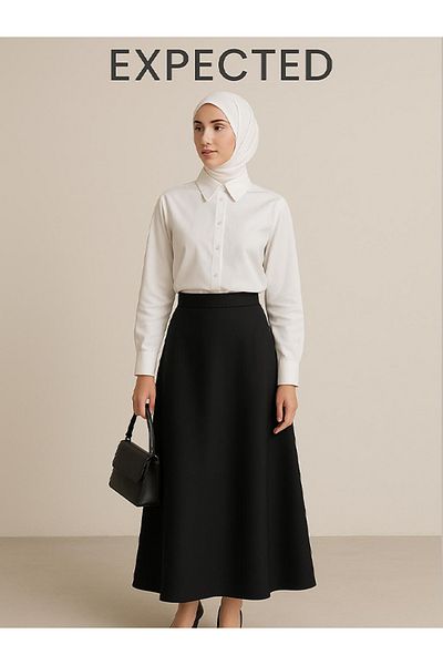 EXPECTED Γυναικεία μαύρη μακριά φούστα Hijab – Scuba Fabric Άνετη καθημερινή και κομψή φούστα