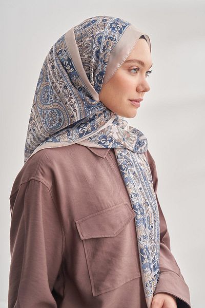 ARMANDA Ethnic Voile Σάλι με μοτίβο Pashmina - Κρέμα - 6035-30