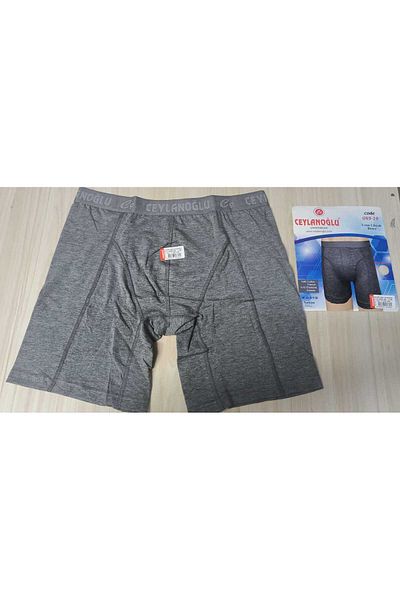 Ceylanoğlu Pack of 3 Dark Gray Color Men's Extra Long Rash Preventive Lycra Cotton Boxers