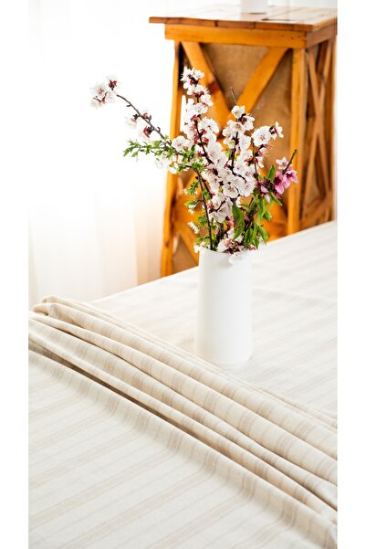 abidehanım Boemia |   Față de masă din in dungi maro 160 X 220