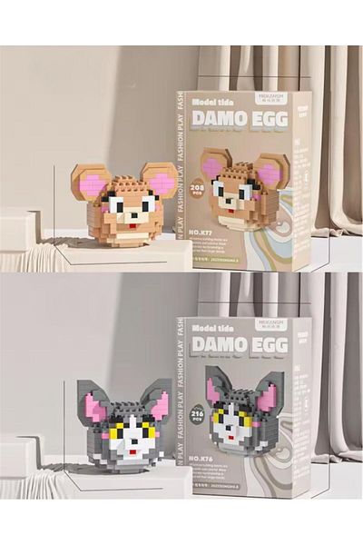 HEY GİDİ GİFT Bricks Premium Series New Style Tom and Jerry Set of 2 3D Jigsaw Building Blocks Hobby Collectibles
