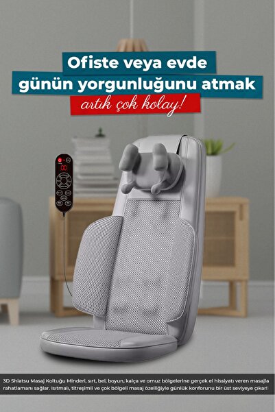 RELAXUS Masaj Koltuğu Minderi Isıtmalı, Titreşimli, Sırt, Bel Ve Omuz Ofis Masaj Cihazı