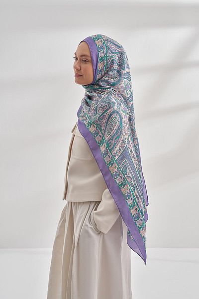 ARMANDA Ethnic Voile Pashmina Pattern Shawl - Lilac - 6035-761