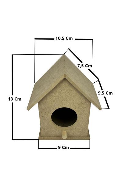 Cantayurdu Small Size Triple Paintable Wooden Bird House 13X10 cm