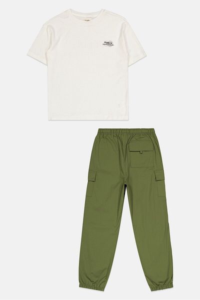 Fudo Kids Boys 2 Piece Brand Logo T-shirts And Tactical Pants, Multicolor
