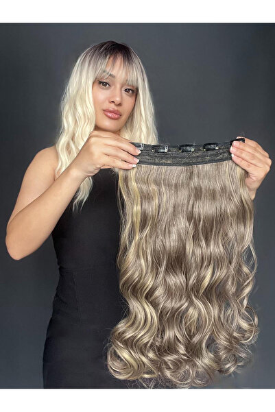 Suzan Peruk Dalgalı Geniş Parça Yarımay Çıtçıt Saç Kumral Sarı ışıltılı