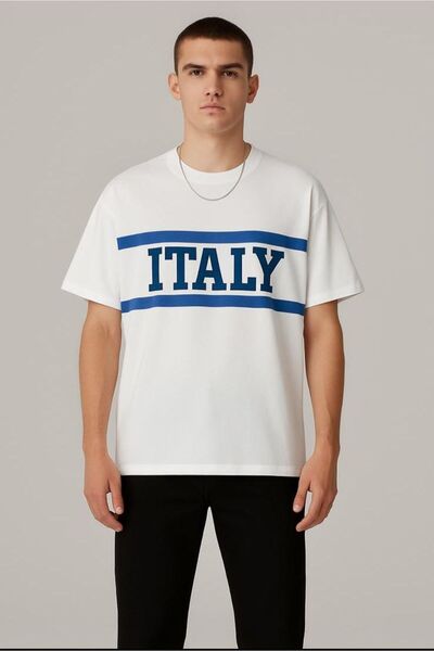 Wolters Outdoors Bărbați ITALIA Retro 1990 supradimensionat cu imprimeu Bumba...