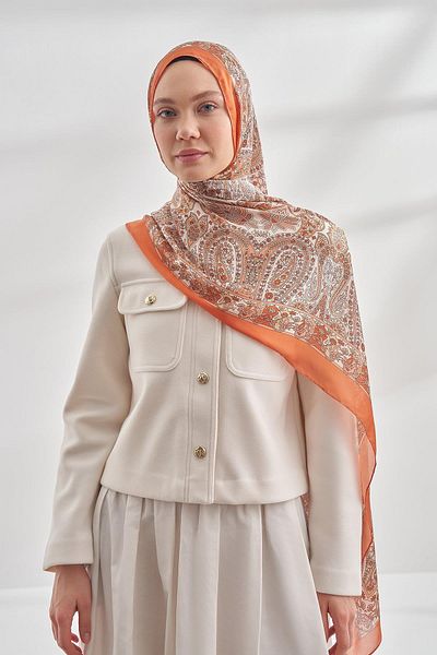 ARMANDA Ethnic Voile Pashmina Pattern Shawl - Orange - 6035-243
