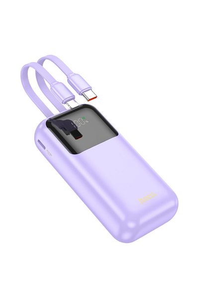 REDz Accessories Hoco Q25 battery, Powerbank 10,000mAh, Type-C + Lightning integrated cables, Purple