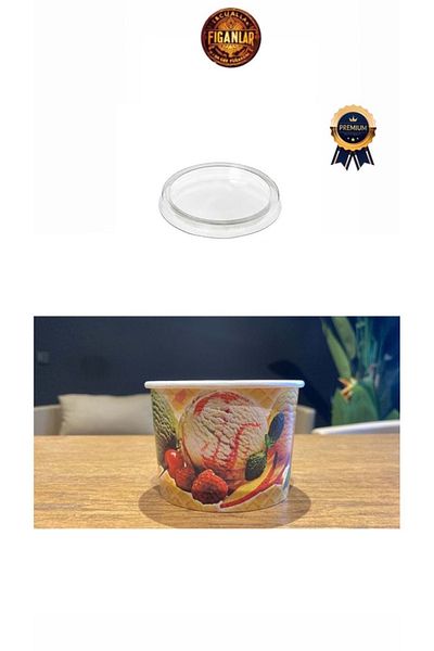 figanlar ambalaj 200Cc Cardboard Large Size Ice Cream Bowl+Transparent Lid 10 Pcs