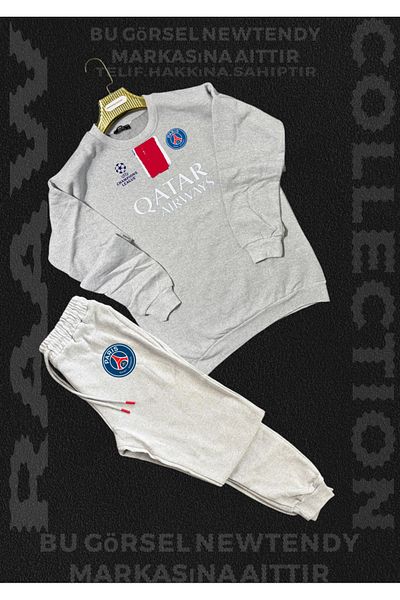 Minikelya Paris Sweatshirt Tracksuit Set Crew Neck Top Bottom Tracksuit Champions League Logo 2Li Combination