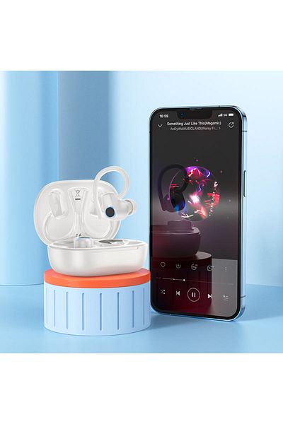REDz Accessories Căști Bluetooth Hoco Eq8 Pure Joy, capacitate 500 mAh, autonomie baterie 7 ore, afișaj, culoare crem