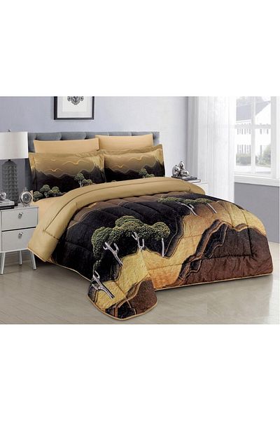 HOURS Horse comforter set, made of durable and soft fabric, with a modern and distinctive pattern, single size, 4 pieces, Classic Miriam-04